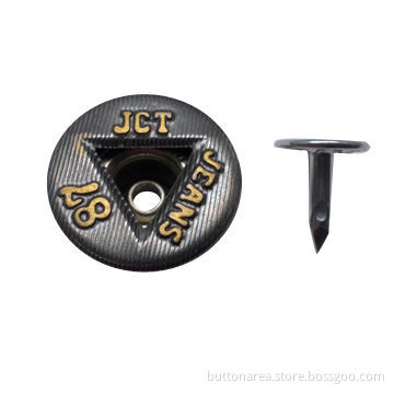 Brass jeans button with single pin, fancy pattern